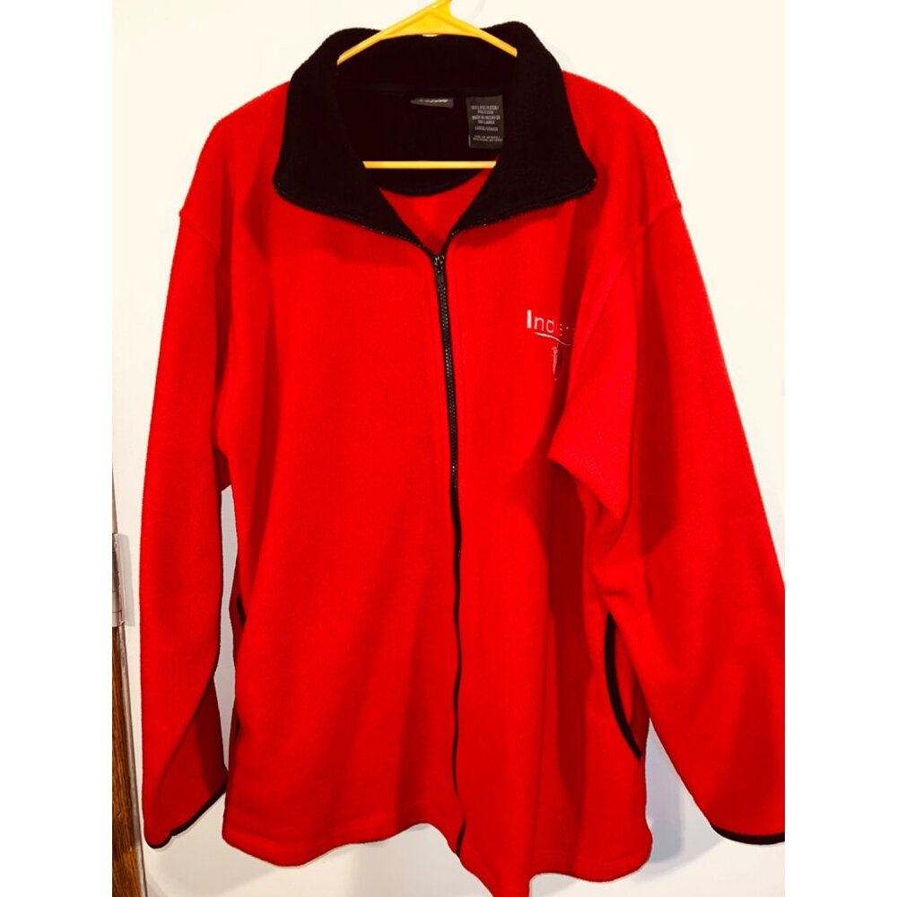 Indiana University Red Fleece Jacket Full Zip Large Pro Edge 100% Polyester - Picture 2 of 5